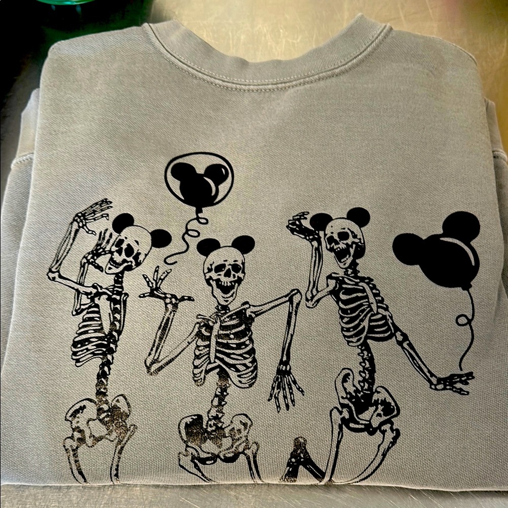 Halloween Skeletons Comfort Colors Gray Skeleton Graphic Sweatshirt